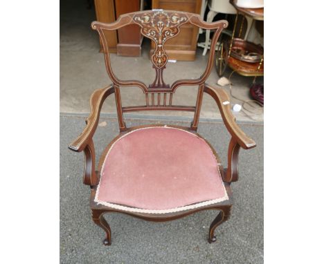Edwardian mahogany inlaid armchair 