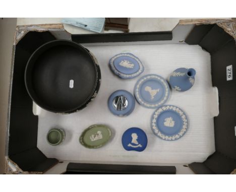 A collection of Wedgwood items to include large black basalt footed bowl, ashtrays, trinket boxes, etc.