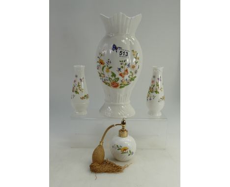 A collection of Aynsley Cottage garden items to include large vase, spill vases and perfume decanter height of tallest 31cm (