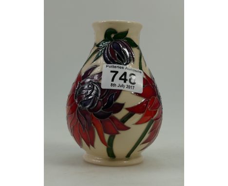 Moorcroft Ruby Red vase designer Emma Bossons F.R.S.A. height 13.5cm