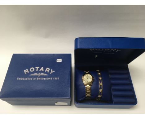 A boxed ladies rotary wrist watch gift set