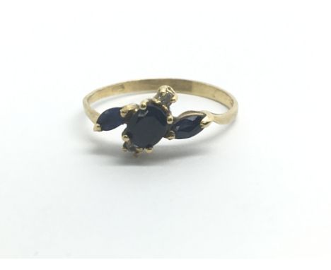 An 18ct yellow gold sapphire and diamond ring, weight approx 1.6g, ring size approx K/L
