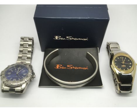 Two designer watches comprising a Ben Sherman and Charles Delon plus a boxed Ben Sherman bangle (3) - NO RESERVE