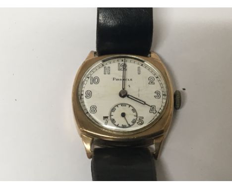 A Gents Vintage 9carat gold cased watch Pinnacle manual wind seen working.