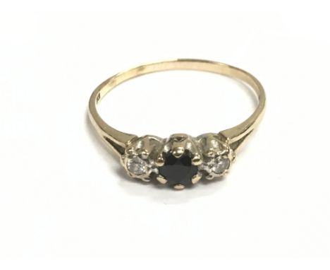 A 9ct gold, sapphire and diamond ring, approx 1.8g and approx size T.