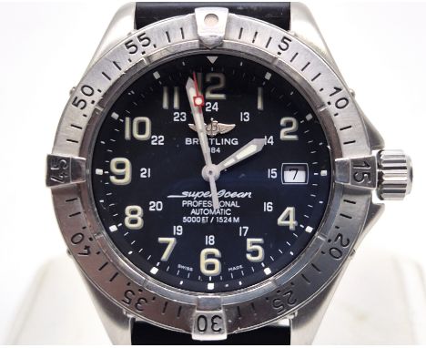 A Breitling Superocean Professional gentleman's stainless steel automatic wrist watch, ref. A17345, having signed black circu