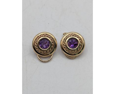 A pair of 9ct yellow gold and amethyst earrings 4gLocation:If there is no condition report, please request.