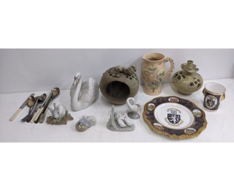 A mixed lot to include Lladro figures, plate and commemorative cup, silver plate and other itemsLocation: 5-2If there is no c
