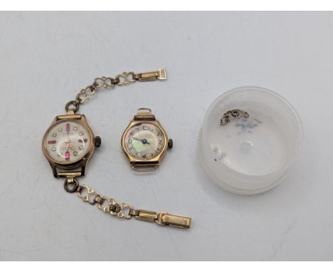 A 9ct yellow gold cased ladies wrist watch, total weight 8.6g together with a gold plated example on a gold plated braceletLo