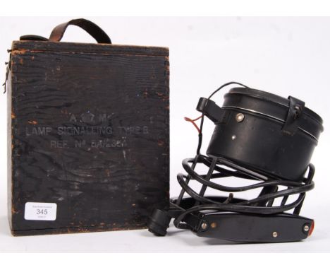 An original WWII Second World War Naval / Admiralty ' Aldis Lamp No. 4 ' electric light. Within its original box, with naval 