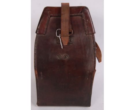 A good WWII Second World War likely cavalry / dispatch riders heavy duty leather ammunition / field box. Stamped to the front