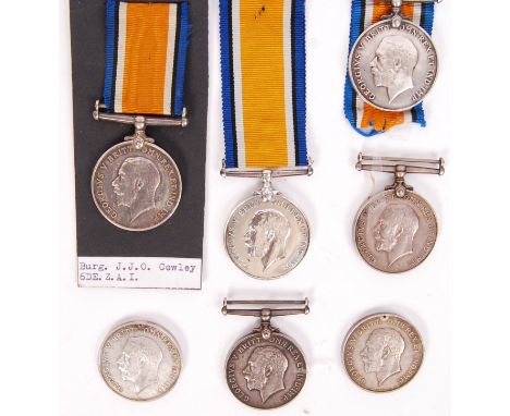 A collection of 7x original WWI First World War medals - all War medals - each issued to a different soldier. Comprising of; 