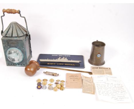 A collection of vintage British Armed Forces relating items to include; Army & Navy Prayer Book, 20th century ships copper la