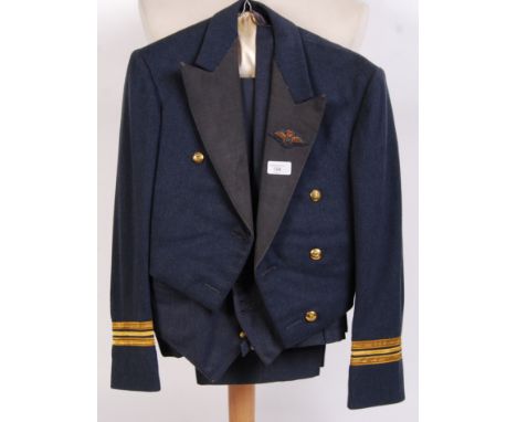 A vintage post-WWII Second World War RAF dress uniform, comprising of jacket, waistcoat and trousers. Size appears small. 