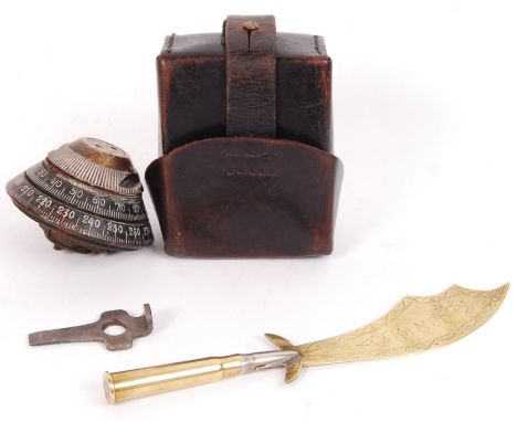 A collection of First World War WWI British Military weaponry related items to include; British 303 trench art knife engraved