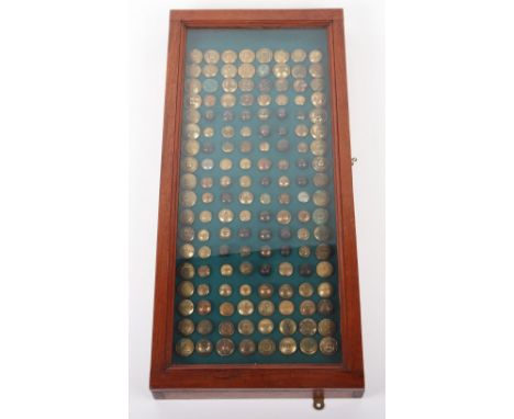 Framed Display of British Officers Tunic Buttons, fine display of mostly Victorian British military buttons, including some e