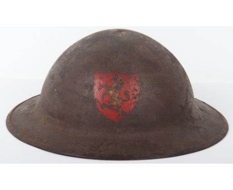 WW1 British Helmet with Kent Painted Insignia, interesting example of a 2nd pattern Brodie steel helmet with rim. Helmet has 