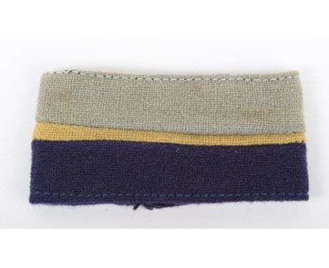 Scarce WW2 10th Battalion Parachute Regiment Slip-On Epaulette Strap, being pale blue, yellow and dark navy blue three part s