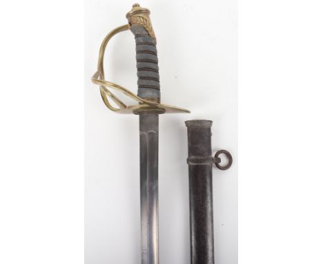 19th / 20th Century French Light Cavalry Sword, with brass pierced knuckle guard leading to steeped pommel. Original grip ret