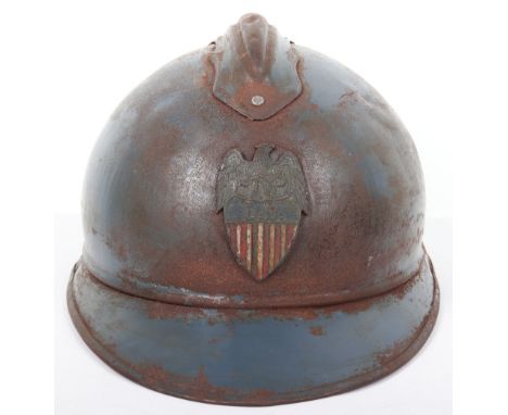 Rare WW1 American Ambulance Field Service Adrian Pattern Steel Helmet, fine example of a standard model Adrian helmet with mu