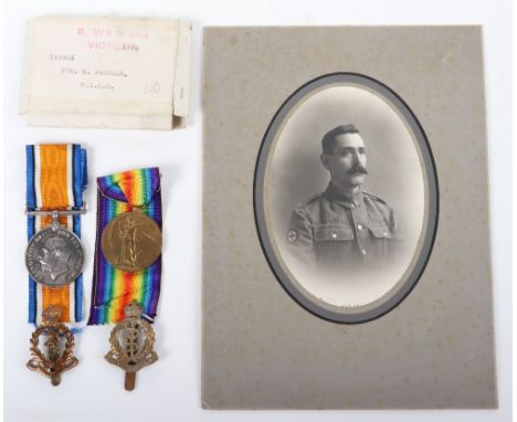 WW1 Royal Army Medical Corps Medal Group, consisting of British War and Victory medals awarded to “118901 PTE H BAGNALL R.A.M