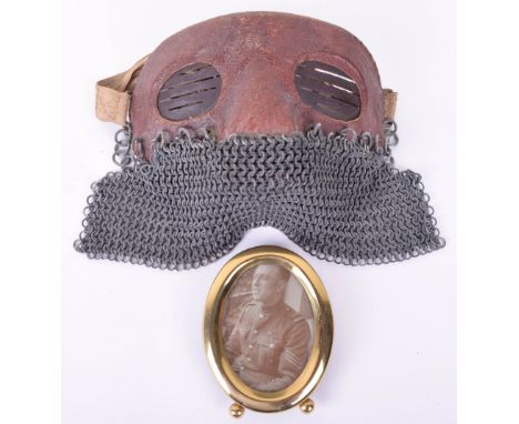 WW1 British Tank Crew Face Mask Worn by Lance Corporal Francis J Barker, 15th Battalion Tank Corps, Awarded the Military Meda