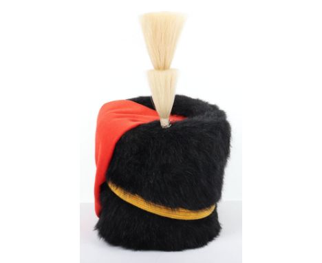 Royal Horse Artillery Troopers Busby, good example of a troopers busby with fur body and yellow cord lines. Button down scarl