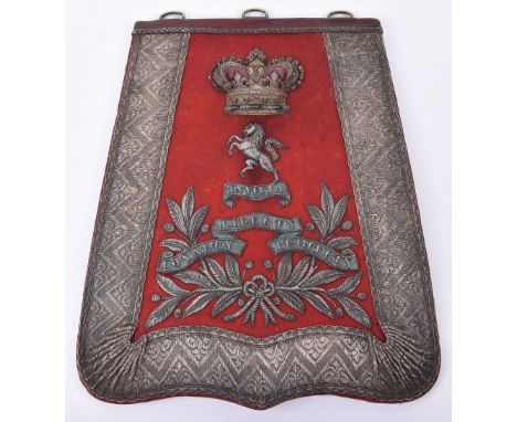 Rare Victorian West Kent Yeomanry Officers Full Dress Sabretache, fine bullion embroidered Victorian crown above bullion embr