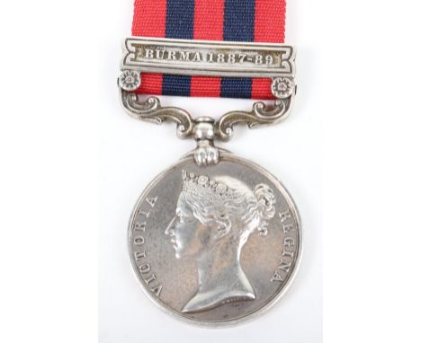 Indian General Service Medal 1854-95 Military Police, example with single clasp Burma 1887-9, awarded to “943 Sepoy Sander Si