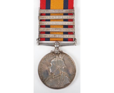 Victorian Queens South Africa Medal Royal Field Artillery, medal with five clasps, Cape Colony, Driefontein, Johannesburg, Di