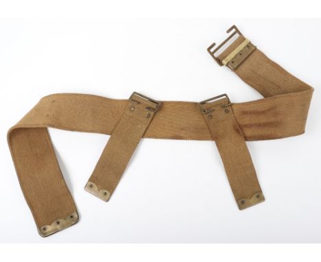 WW1 British 1916 08 Pattern Waist Belt, good example of the wide type 1908 pattern webbing waist belt with brass buckle fitti
