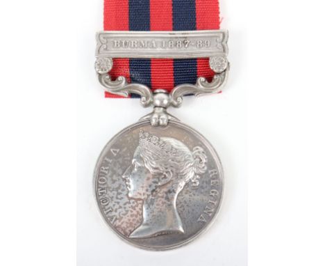 Indian General Service Medal 1854-95 Military Police, example with single clasp Burma 1887-9, awarded to “367 Sepoy Elahie Bu