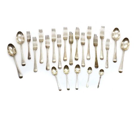 A part silver flatware service, by Josiah Williams &amp; Co, London 1911, comprising nine table forks, three further forks, t
