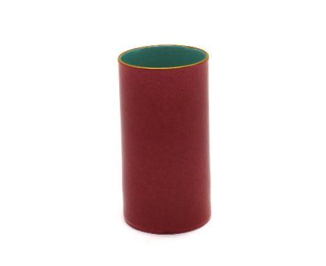 A Chinese ruby-glazed brush pot,of cylindrical form, the interior covered with turquoise glaze, 11.6cm high Condition ReportN