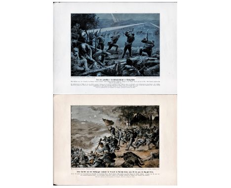 Collection of 7 German Language WW1 Prints. Prints Show Different Scenes From WW1. All Come Titled with Description below the