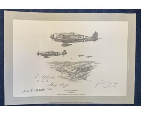 WW2. Nicolas Trudgian Multi Signed Bodenplatte Breakout Black and White Print Measuring 16x12 Overall. Limited Edition 21/100