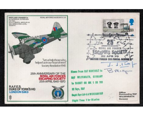 Test Pilot Jean Jaques and B Morgan Signed RAFES Duke Of Yorks HQ London SW3 25th Anniversary Of The Royal Air Forces Escapin