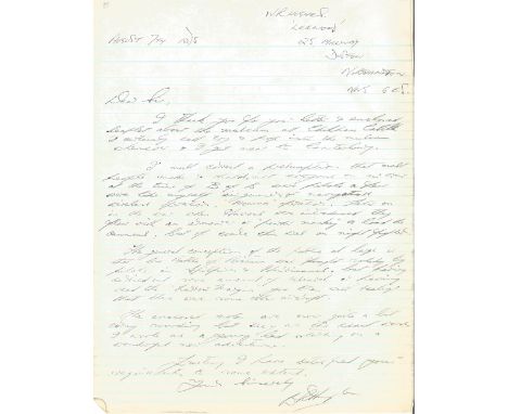 WW2 Sgt. W R K Hughes, Battle of Britain Pilot Hand signed, Handwritten Letter Dated August 7th, letter is replying to corres