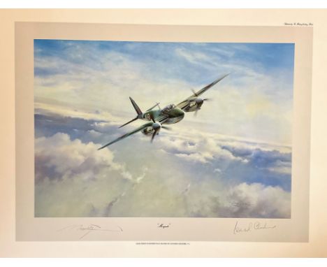 WW2 Robert Taylor Colour 24x20 Print Titled Mosquito Hand signed by Leonard Cheshire in pencil, also signed by the Author. Fa