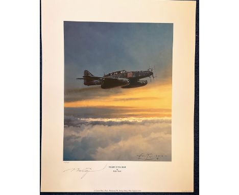 WW2. Robert Taylor Signed Night Attacker Colour 17x14 Print. Limited Edition 20/250. Artist Personally Signed in pencil. Wond