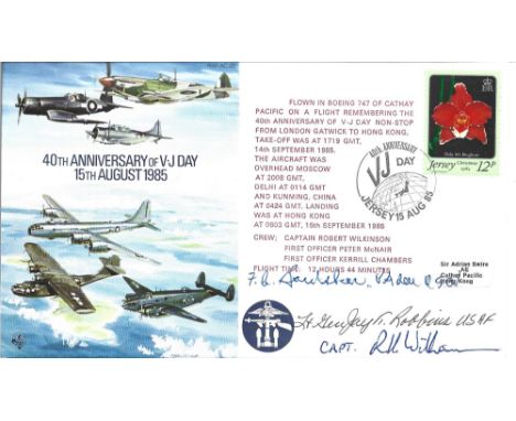 AC20 40th Anniv VJ Day Signed 2 WW11 US fighter Ace s F Bardshar, Lt General Robbins 40th Anniversary of VJ Day from Gatwick 