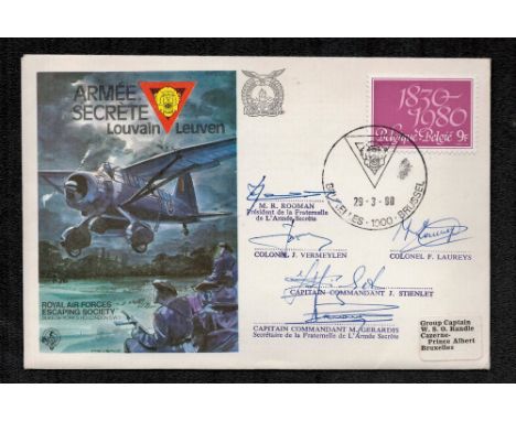 Multi Signed Armee Secrete Louvain Leuven RAFES SC26 FDC. Personally Signed by M R Rooman, Colonel Vermeylen, Colonel F Laure
