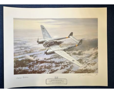 WW2. Geoff Nutkins Colour 25x20 Print Titled Sky Spy Multi Signed, Limited Edition 66/525. Personally signed in pencil by Unt