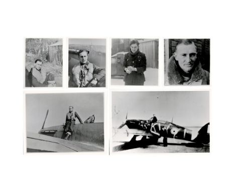 RAF Collection of 6 Original Black and White Photos From 615 Squadron. Photos include a Hurricane, F/O Stewart, Wing Commande