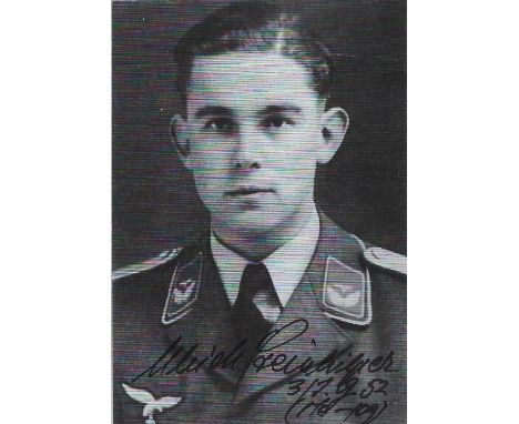 Black and white Print Signed Ulrich?Steinhilper, Luftwaffe?Pilot Shoot down over Britain Black and white Print? Size 3 by 4½?