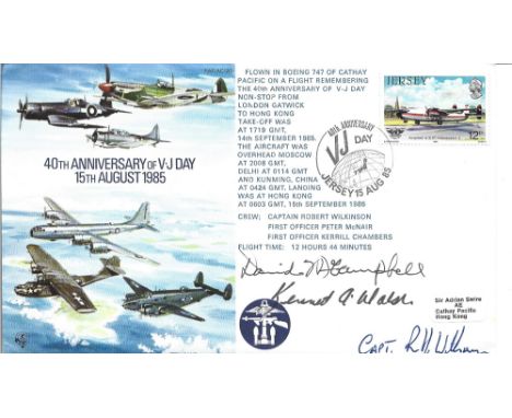 AC20 40th Anniv VJ Day Signed McCampbell US Navy Ace 34 K A Walsh USA Ace 21 15 Aug 85 Jersey 40th Anniversary VJ Day. Flown 