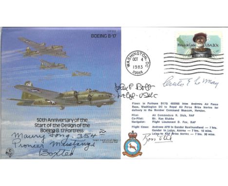 B32c 50th Anniv B 17 Signed 3 USA Pilots General Le May, J Bolt M Long Personally signed General Curtis Emerson Le May United