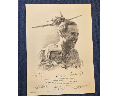 WW2. John D Shaw Multi Signed Black and White 15x11 Print Titled General Gunther Rall. Personally Signed in pencil by Gunther