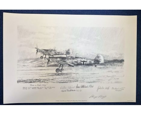 WW2. Robert Taylor Multi Signed Borne On The Eagles Black and White 22x14 Print. Limited Edition 10/100. Personally signed in