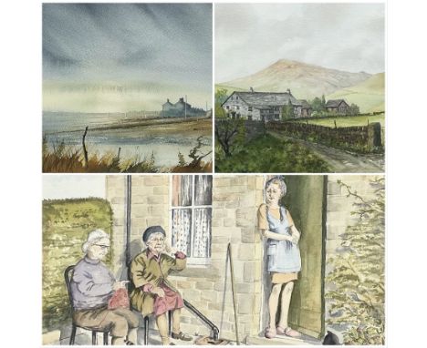 Doris Hindle (British 20th century): 'Backyard Gossips', watercolour signed;  Arthur Craven (British 20th century): 'Ravensca